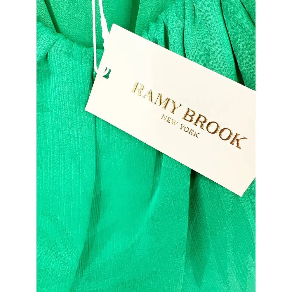 RAMY BROOK Top NEW Size L Brooks Off-the-Shoulder Crop Top Vibrant Green $285 - Picture 3 of 6
